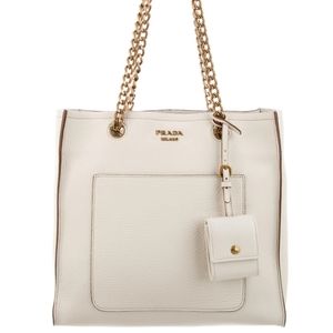 Like New Prada Vitello Daino Chain Link Shopper Tote